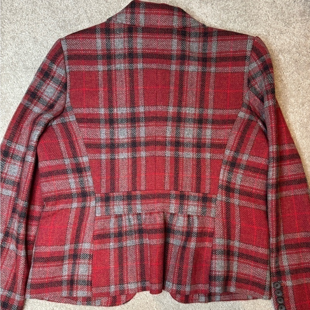 Talbots Wool, Red, Gray and Black Plaid Jacket/Blazer, Sz 10P (80% Wool) - Picture 7 of 11